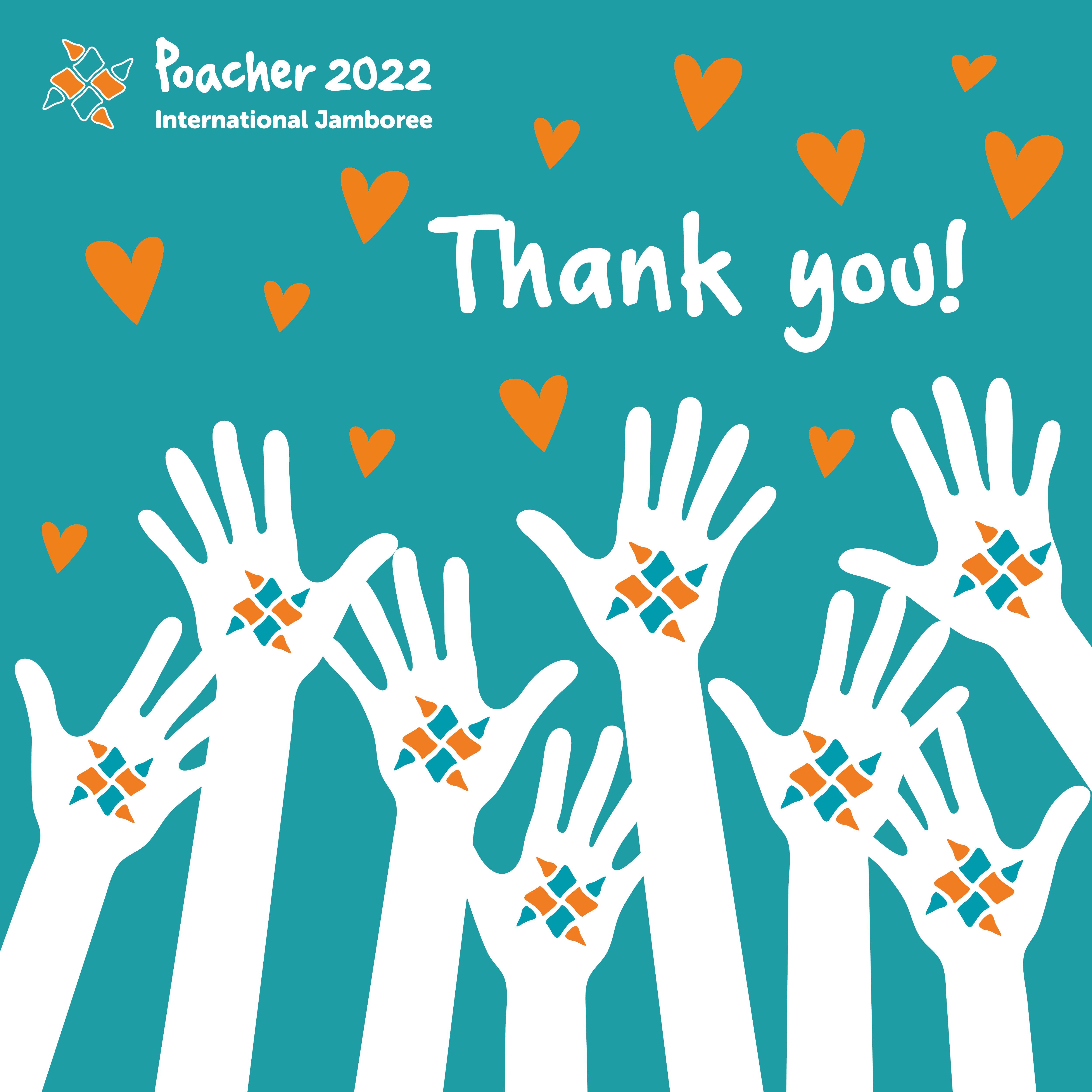 Hands in the air waving to say thank you for National Volunteers' Week.